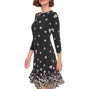 Tommy Hilfiger Black Floral 3/4 Sleeve Dress